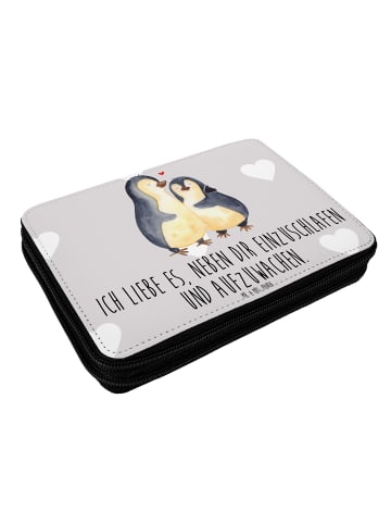 Mr. & Mrs. Panda Federmappe Pinguine Einschlafen mit Spruch in Grau Pastell