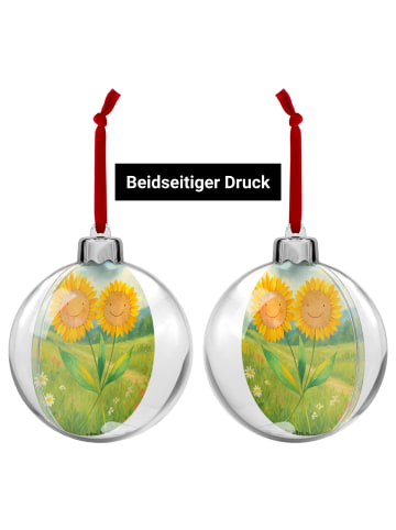Mr. & Mrs. Panda Weihnachtskugel Kunststoff Blume Sonnenblume De... in Weiß