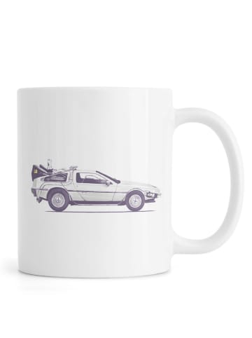 Juniqe Tasse "Delorean - Back to the Future" in Cremeweiß & Schwarz