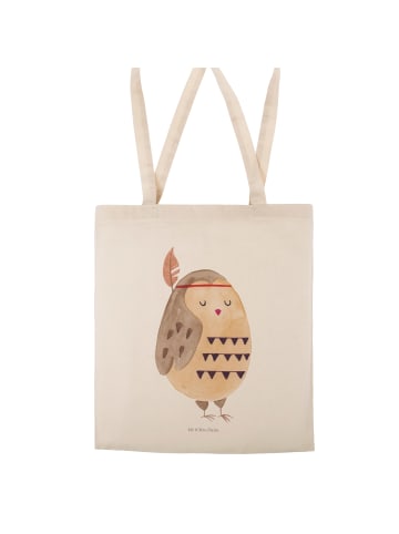 Mr. & Mrs. Panda Tote Bag Eule Federschmuck ohne Spruch in Weiß