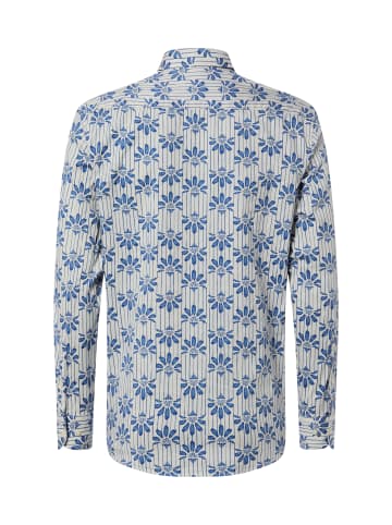 Nils Sundström Hemd in ecru indigo - 0001