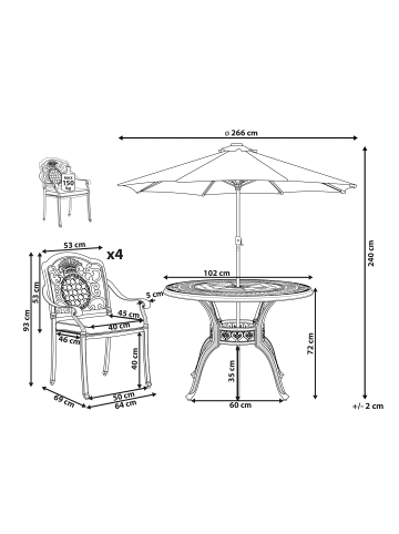 Beliani 6-tlg Gartentisch Set SALENTO in Braun/Beige