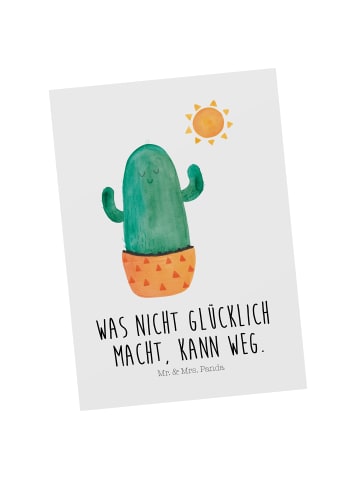 Mr. & Mrs. Panda Postkarte Kaktus Sonne mit Spruch in Weiß