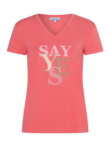 More & More sommerliches Kurzarmshirt "Say Yes" in koralle