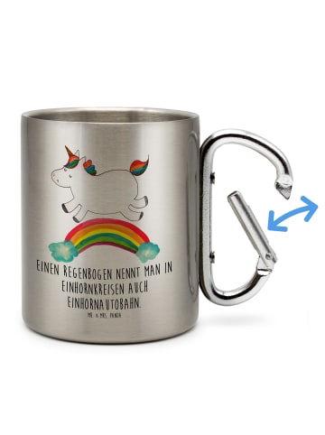 Mr. & Mrs. Panda Edelstahlbecher Einhorn Regenbogen mit Spruch in Silber