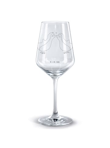 Mr. & Mrs. Panda Rotwein Glas Pinguine Kuss ohne Spruch in Transparent