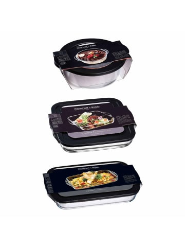 3er Set Auflaufformen mit Frischhaltedeckel Cucina in Transparent