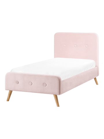 Beliani Einzelbett RENNES in Rosa/Braun - (W) 101 x (H) 107 x (L) 220 cm