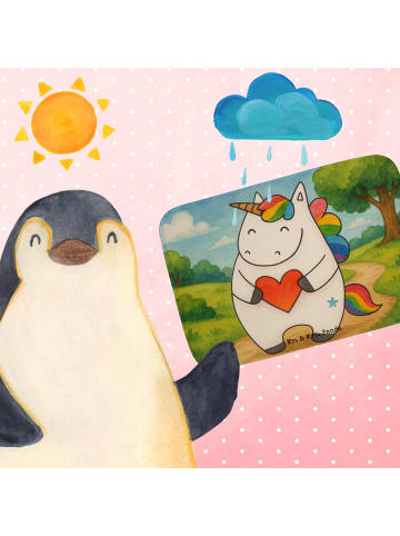 Mr. & Mrs. Panda Badematte Einhorn Herz Design ohne Spruch in Weiß