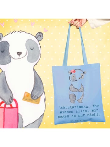 Mr. & Mrs. Panda Jutebeutel Sekretärin Geheimnisträgerin mit Spruch in Sky Blue