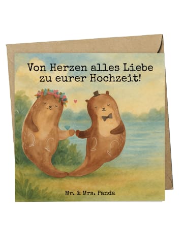 Mr. & Mrs. Panda Klappkarte Hochzeit Otter Design mit Spruch in Weiß