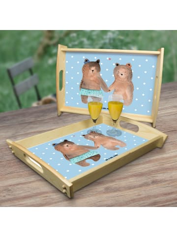 Mr. & Mrs. Panda Servier Tablett Bär Freundin ohne Spruch in Blau Pastell