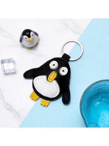Yalion Leder Schlüsselanhänger Pinguin Schlüsseltasche Schlüsselbund niedlich