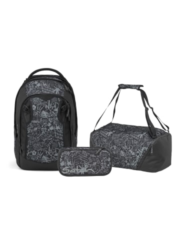 Satch Schulrucksack-Set MATCH PLUS "Street Ink" 3-tlg. in Schwarz