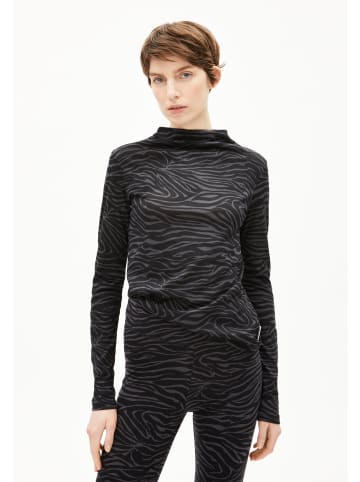 armedangels Langarmshirt Calunaa Zebraraa in schwarz anthrazit