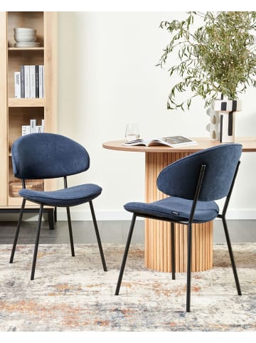 Beliani 2er-Set Esszimmerstuhl KIANA in Blau/Schwarz
