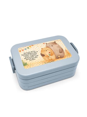 Mr. & Mrs. Panda Bento Box Bären Liebe Design mit Spruch in Blau Pastell