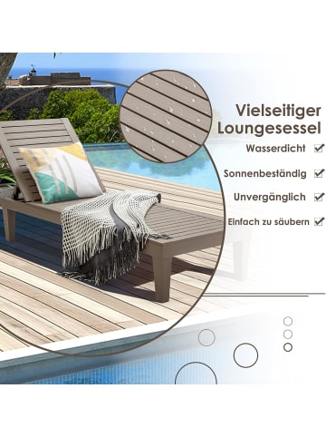 COSTWAY Sonnenliege 190 cm verstellbar in Braun