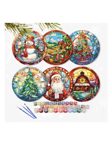 ARTNANAS 
PVC-Tischset Malen nach Zahlen 6er Set-"Stille Weihnachtsnacht 3" 20cm