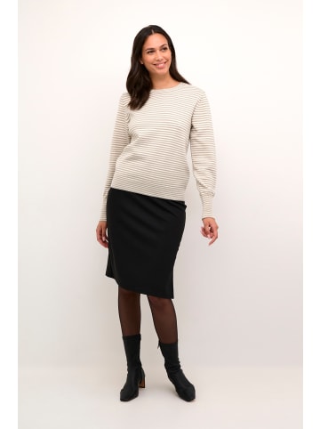 Kaffe Strickpullover KAnala in Chalk/grey melange stripe