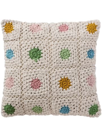 IB Laursen Kissenbezug Gehäkelt mit bunten Blumen in creme