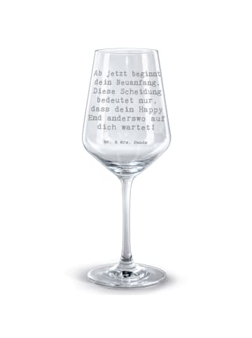 Mr. & Mrs. Panda Rotwein Glas Spruch Neuanfang Scheidung mit Spruch in Transparent