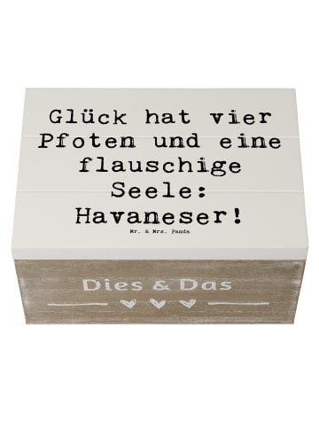 Mr. & Mrs. Panda Geschenkbox Spruch Havaneser Glück mit Spruch in Weiß