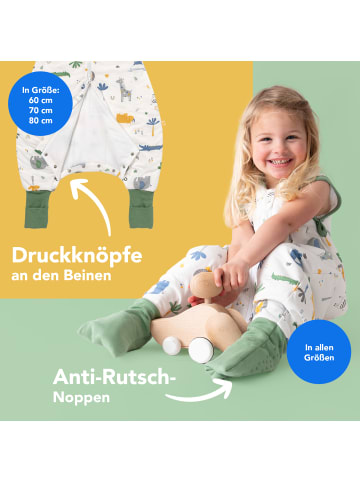 Schlummersack Schlafsack mit Füßen und umklappbaren Bündchen 1.0 TOG in Dunkelgrün