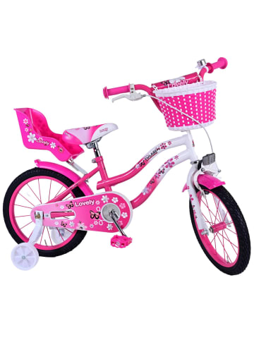 Volare Kinderfahrrad Lovely Fahrrad für Mädchen 16 Zoll Kinderrad Rosa Weiß 4 Jahre