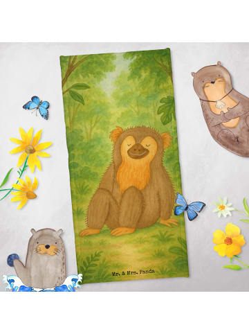 Mr. & Mrs. Panda sporthandtuch Affe Design ohne Spruch in Sandig