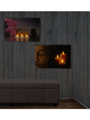 MCW 2er-Set LED-Bild mit Timer, Buddha + flackernd