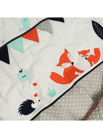 BABY LAL® Kinderbettwäsche "FUCHS & IGEL" in Grau/Orange - (L) 135 x (B) 100cm