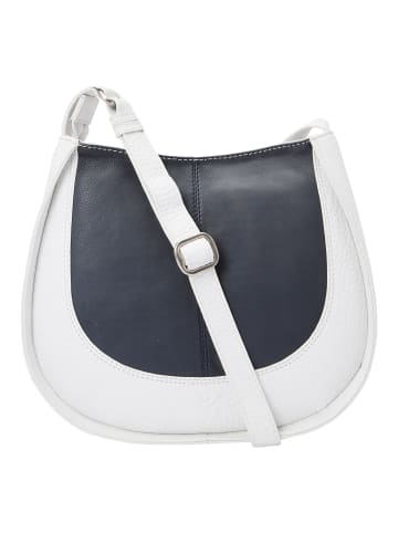 VLD VOi Leather Design Boston Umhängetasche Leder 28 cm in blau-weiss