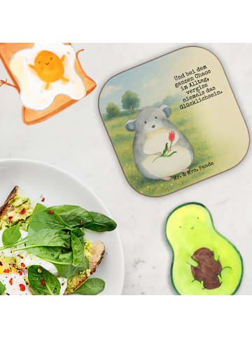 Mr. & Mrs. Panda Tassenuntersetzer Chinchilla Blume Design mit S... in Weiß