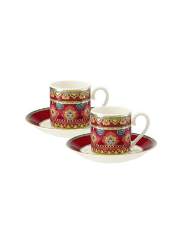 Villeroy & Boch 2er Set Espressotassen mit Untertassen Samarkand Aquamarin 50 ml in rot