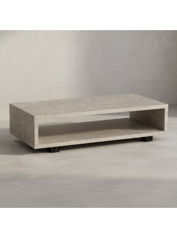 KADIMA DESIGN Couchtisch 100x50x25 cm Sandfarben Sofatisch in Stein-Optik Modern, in Beige