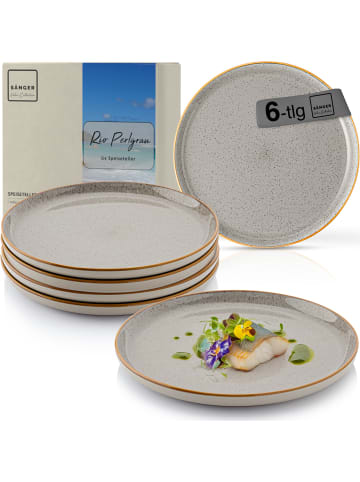 Sänger 6-tlg. Speiseteller Set Rio Perlgrau aus Steingut