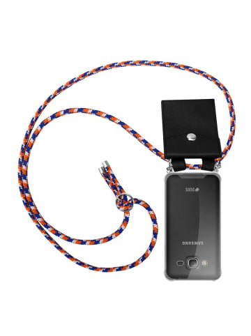 cadorabo Handykette für Samsung Galaxy J3 2016 Hülle in ORANGE BLAU WEIß