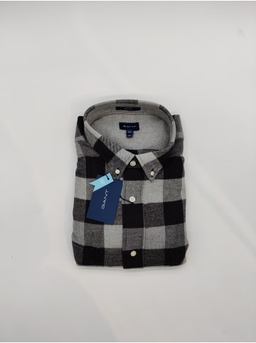 Gant Flanellhemd bund kariert in Dark grey melange