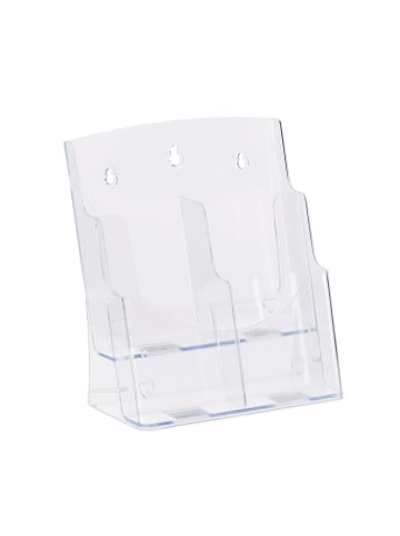 relaxdays Prospekthalter in Transparent DIN A4 & DIN Lang - (B)24x (H)27,5 x (T)15 cm