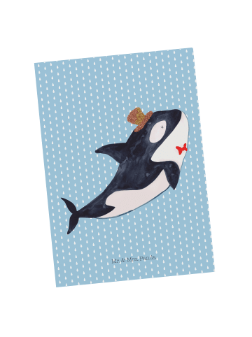 Postkarte Orca Zylinder ohne Spruch in Blau Pastell