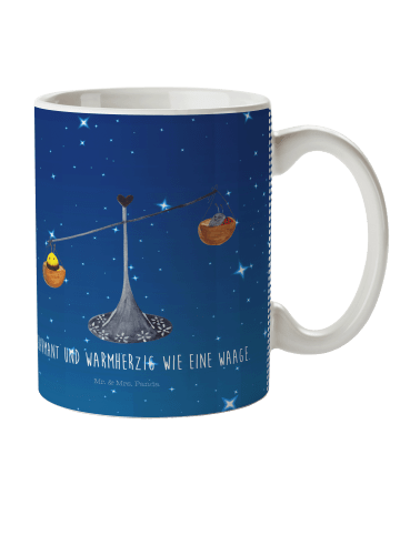 Mr. & Mrs. Panda Kindertasse Sternzeichen Waage mit Spruch in Sternenhimmel Blau