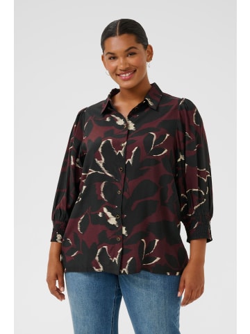 KAFFE curve Langarm - Hemd KCmilana Regular fit in Windsor Wine/Black Flower