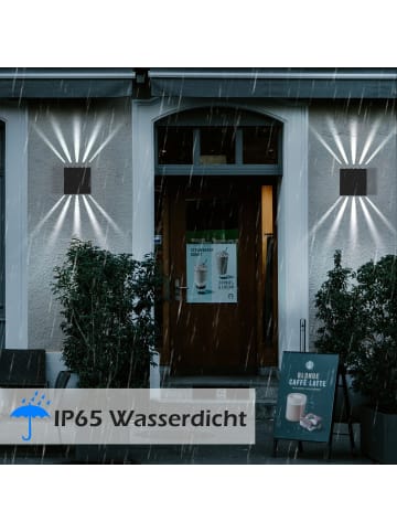 ZMH 2er-Set Wandleuchte LED in schwarz 4500K kaltweiß Außenwandlamp 10W