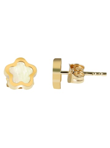 Adeliás Mädchen Ohrringe – Ohrstecker aus 333 Gold mit Perlmutt in gold
