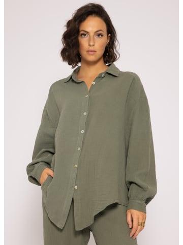 SASSYCLASSY Ultra Oversize Musselin-Blusenhemd kürzere Variante in Khaki