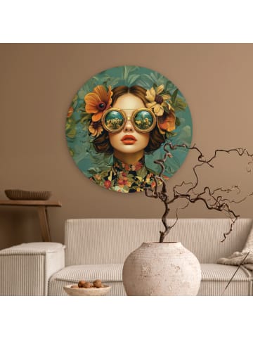 OnlyWow Rundes Wandbild Petrol