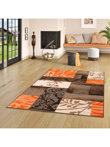 Pergamon Teppich Samba Karo in orange