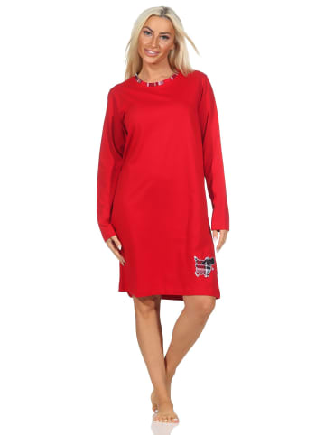 NORMANN Langarm Nachthemd Tiermotiv - 87574 in rot