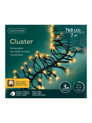 LUMINEO Lichterkette CLUSTER 768 LED 7 m, schwarzes Kabel in klassisch warm